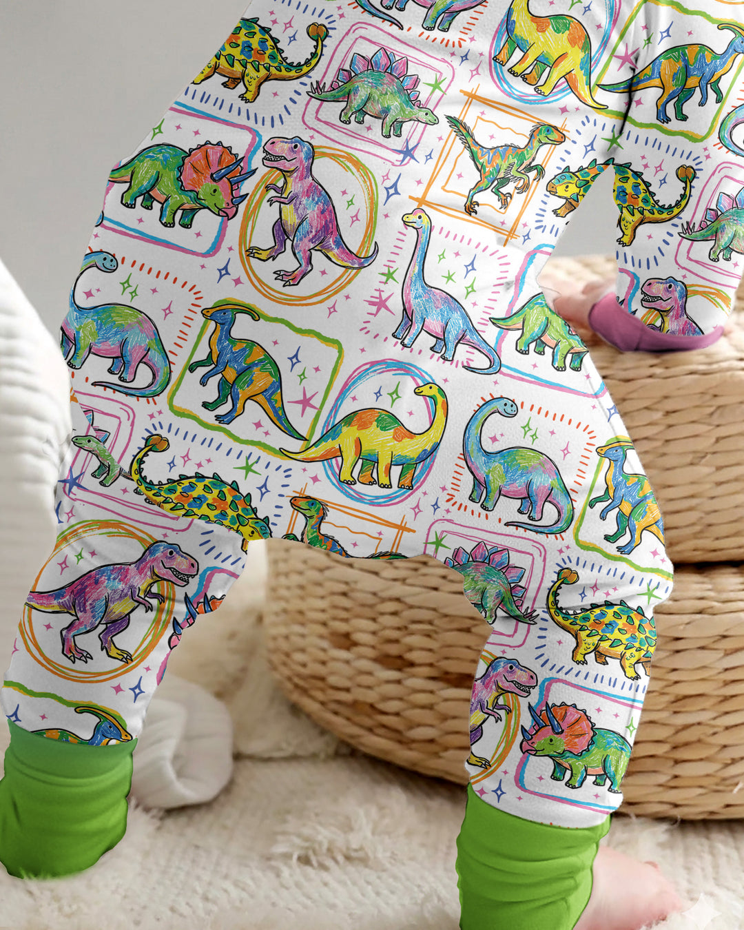 Dinosaur Colorful Stamps Bamboo Convertible Zippy