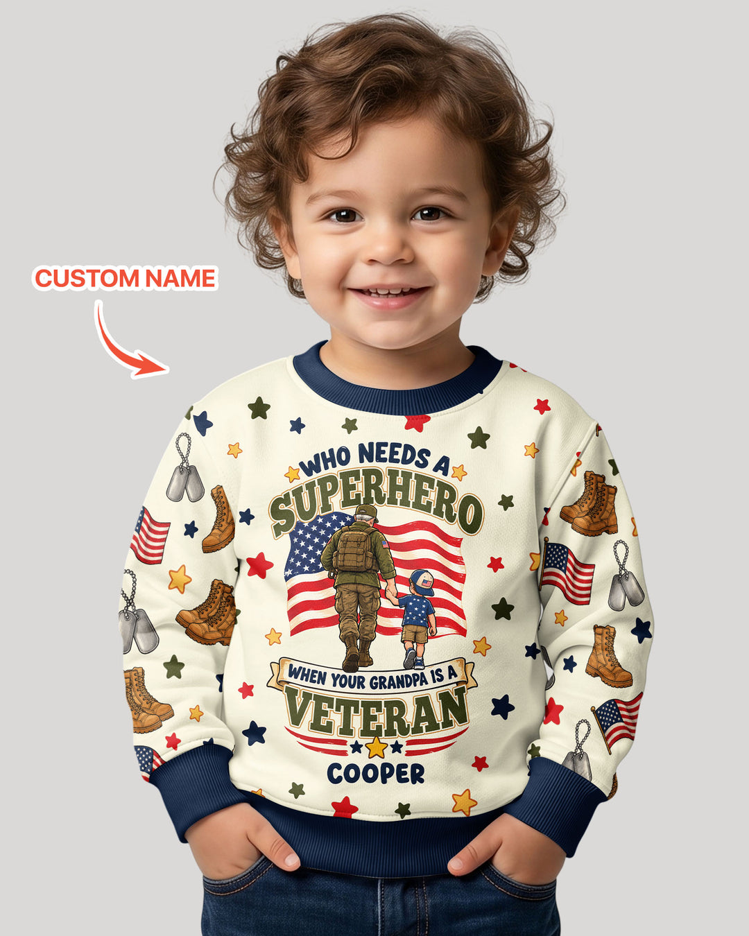 Who Needs Superhero When Your Grandpa Is A Veteran Bamboo Crewneck Sweatshirt