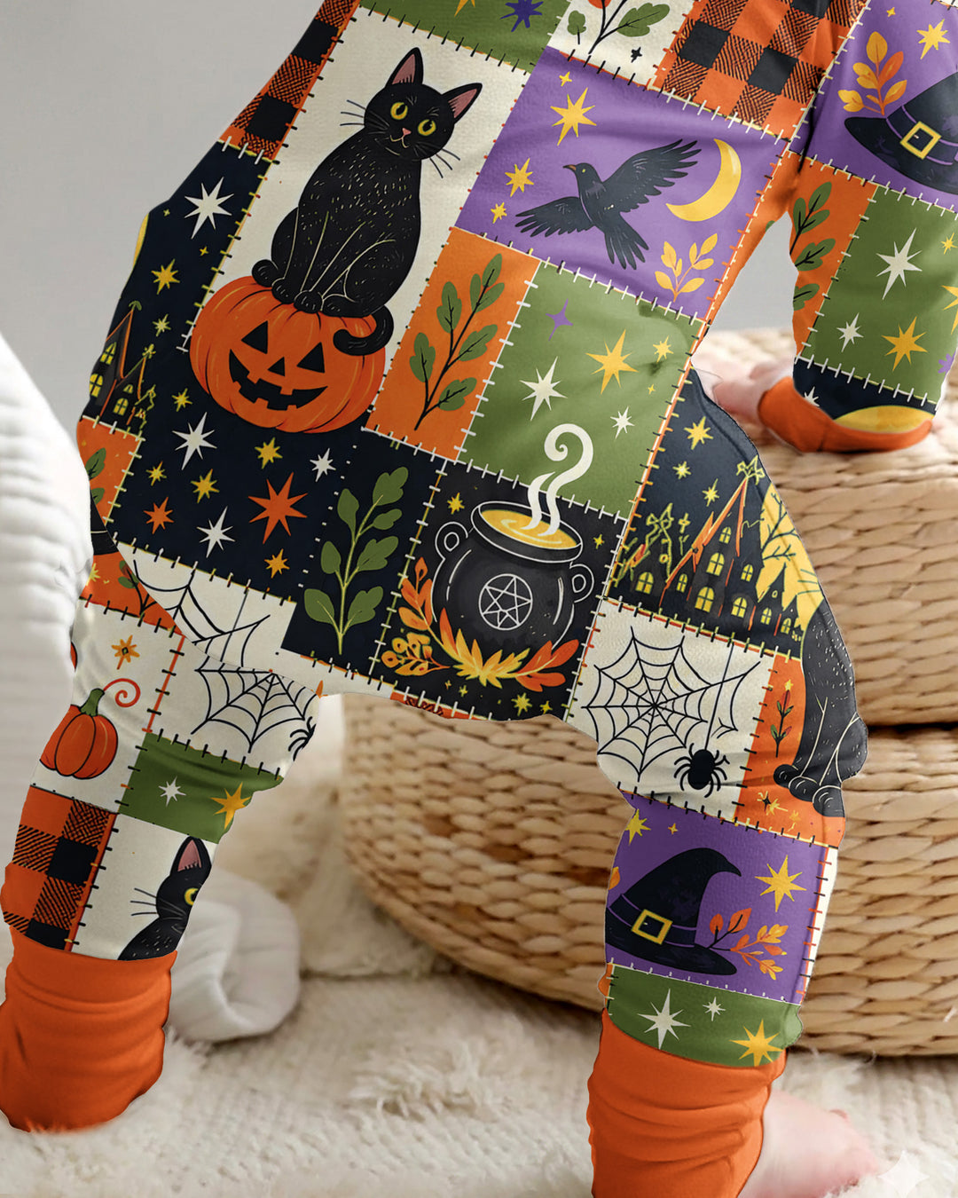 Halloween Black Cat Patchwork Bamboo Convertible Zippy