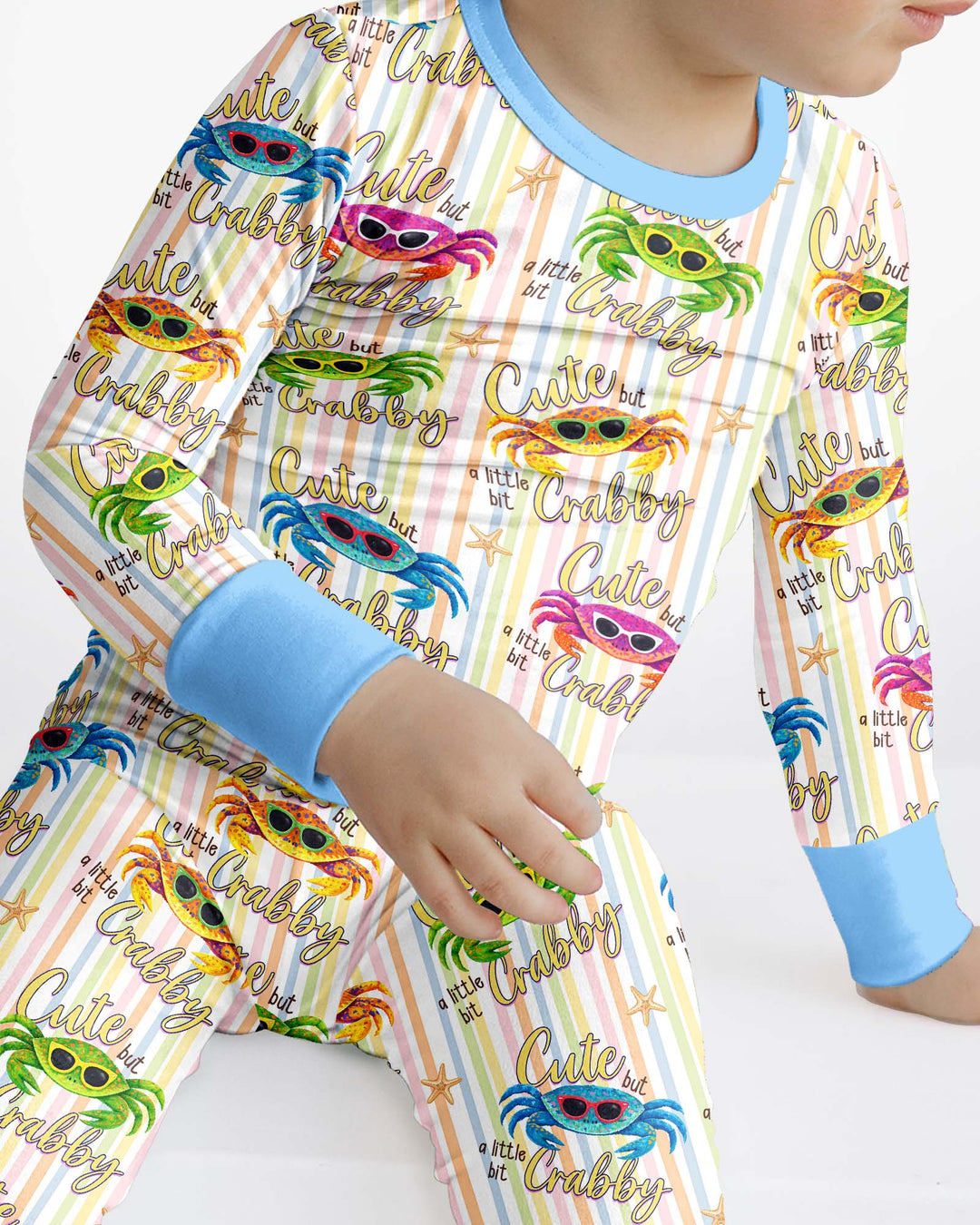 Cute But A Little Bit Crabby Bamboo Two Piece Long Sleeve Pajama Set