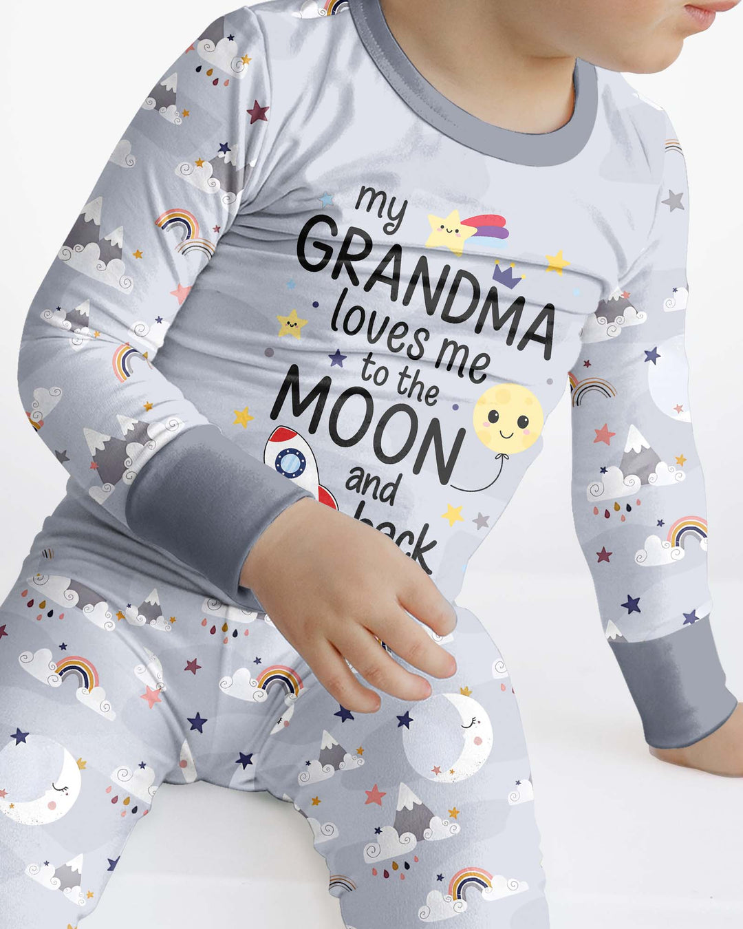 My Grandma Loves Me To The Moon And Back Bamboo Two Piece Long Sleeve Pajama Set