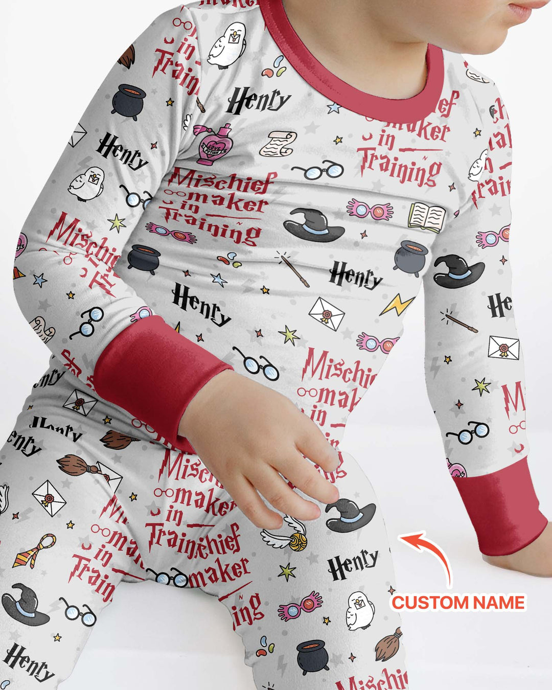 Custom Name Mischief Maker In Training Bamboo Two Piece Long Sleeve Pajama Set
