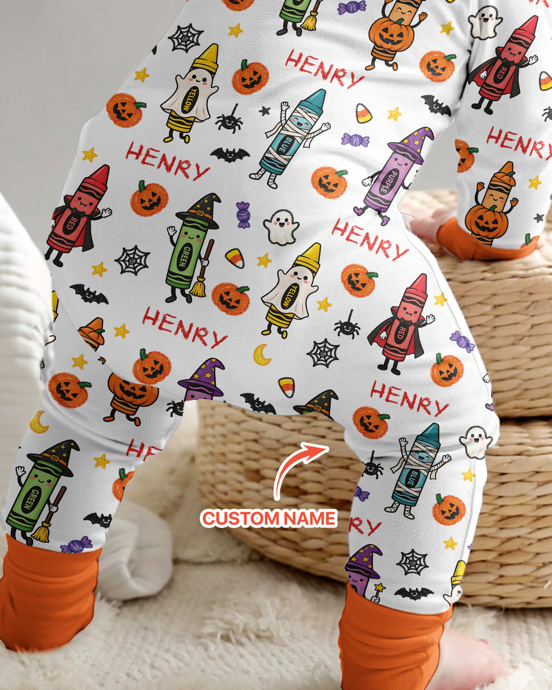 Custom Name Halloween Crayon Bamboo Convertible Zippy