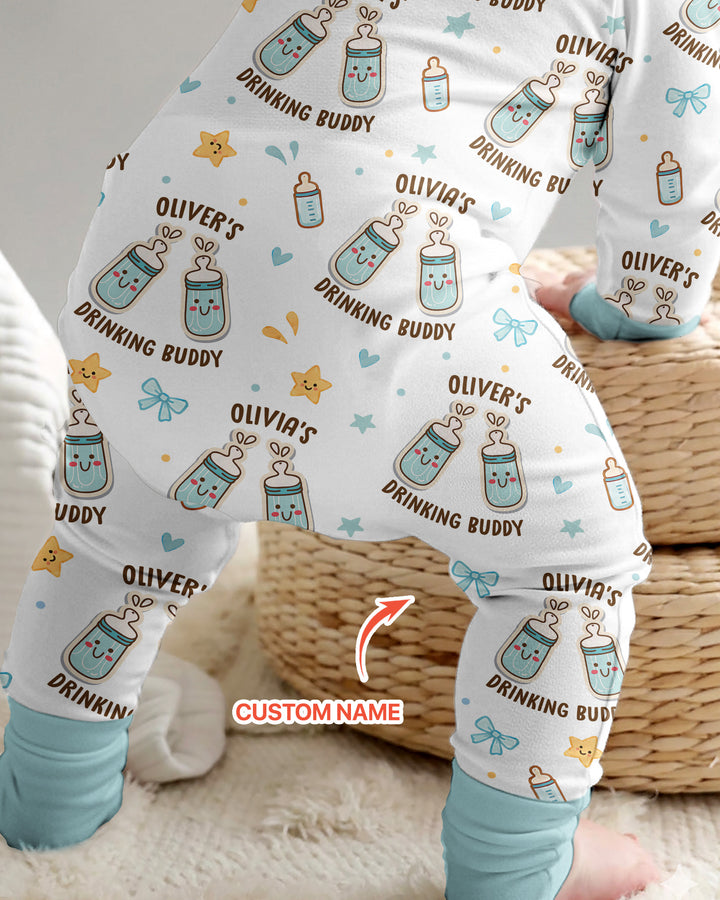 Custom Name Twin Drinking Buddies Bamboo Convertible Zippy