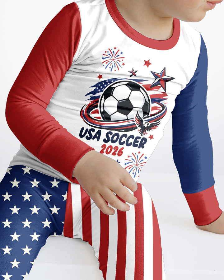 USA Soccer 2026 Family Matching Bamboo Two Piece Long Sleeve Pajama Set
