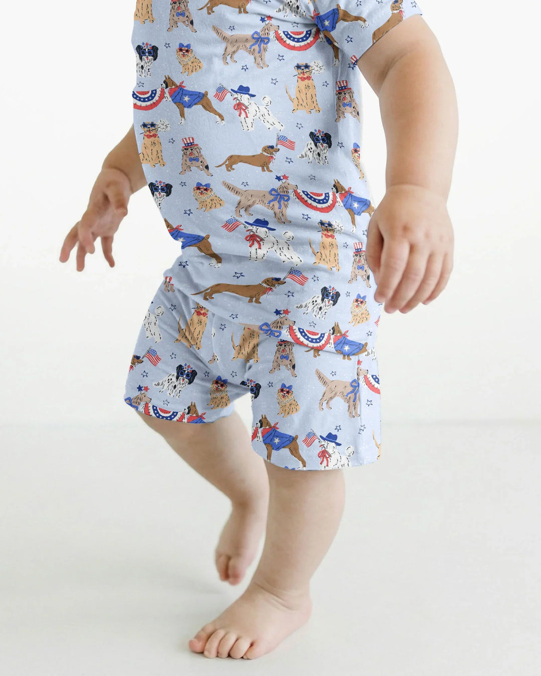 Patriotic Pups Family Matching Bamboo Two Piece Short Sleeve Shorts Pajama Set