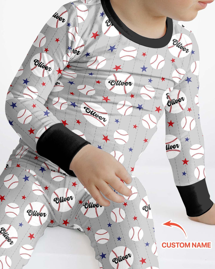 Custom Name Rookie of The Year Matching Bamboo Two Piece Long Sleeve Pajama Set
