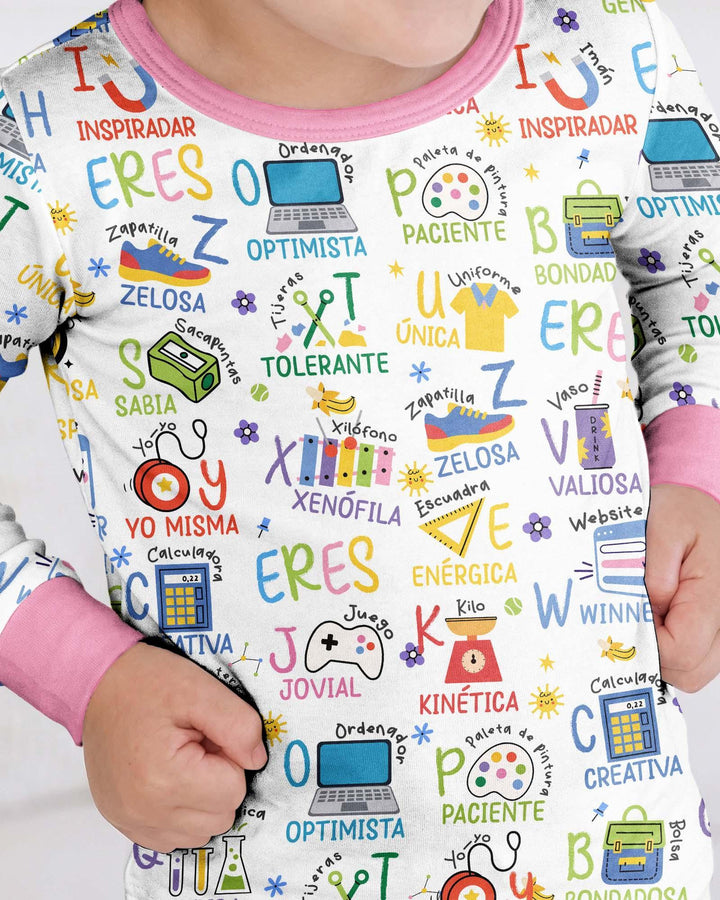 You Are Spanish Alphabet Version Bamboo Two Piece Long Sleeve Pajama Set