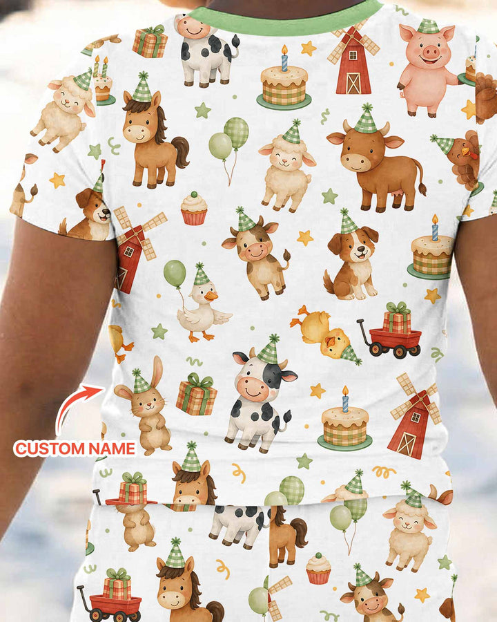 Personalized Farm Animals When I Wake Up I Will Be Birthday Bamboo Two Piece Short Sleeve Pajama Set