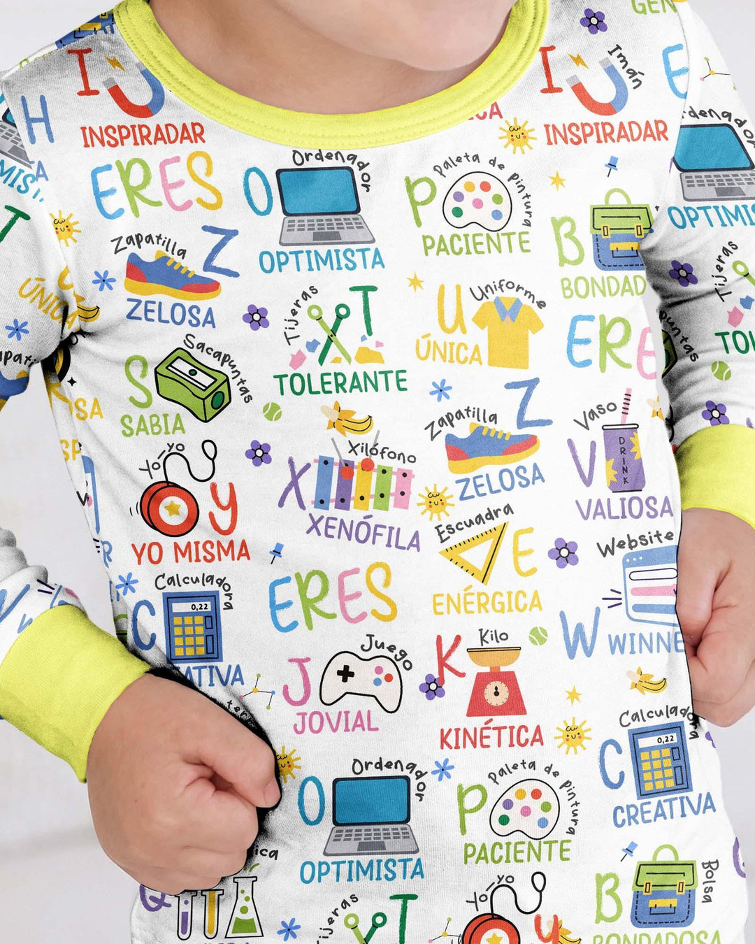 You Are Spanish Alphabet Version Bamboo Two Piece Long Sleeve Pajama Set