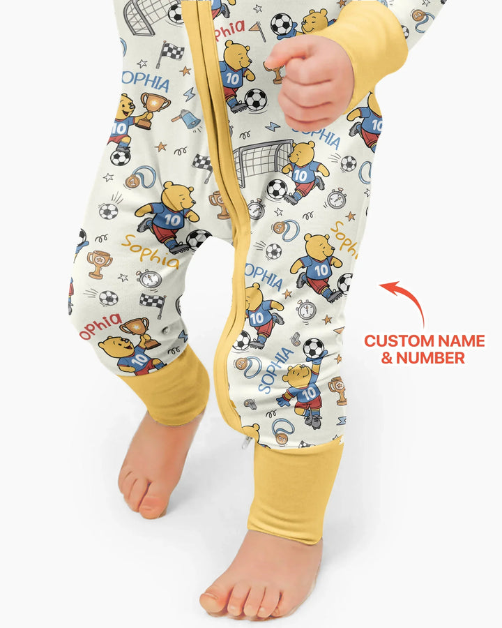 Personalized Classic Bear World Soccer Bamboo Convertible Zippy