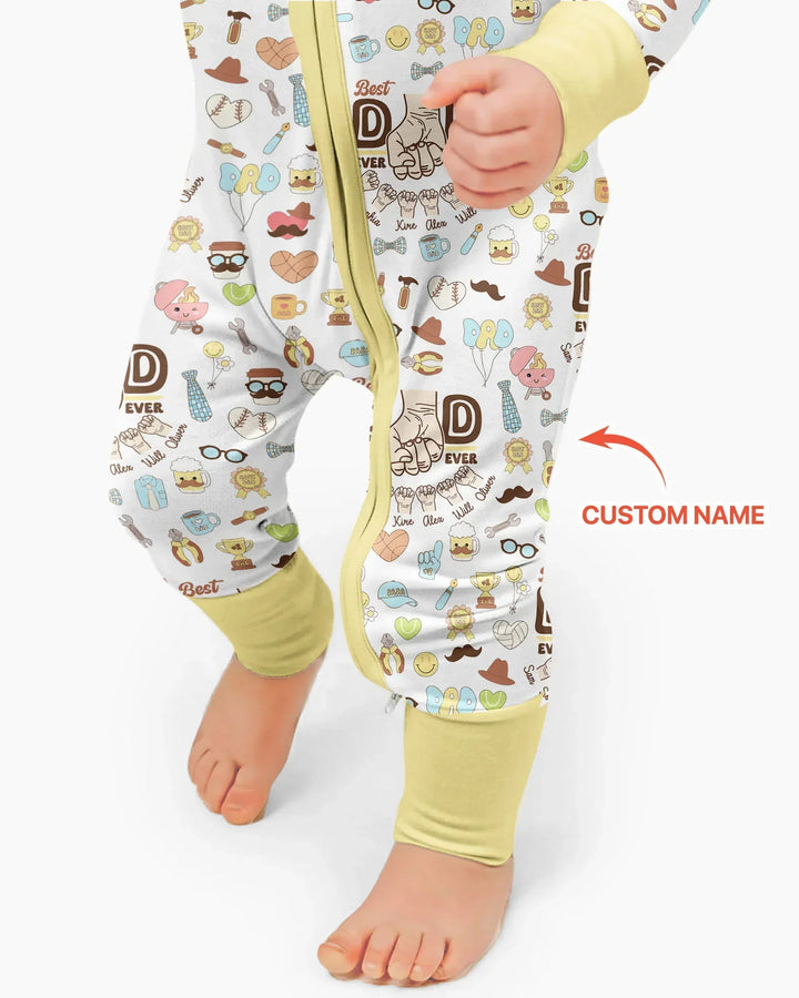 Custom Kids Name Best Dad Ever Bamboo Convertible Zippy