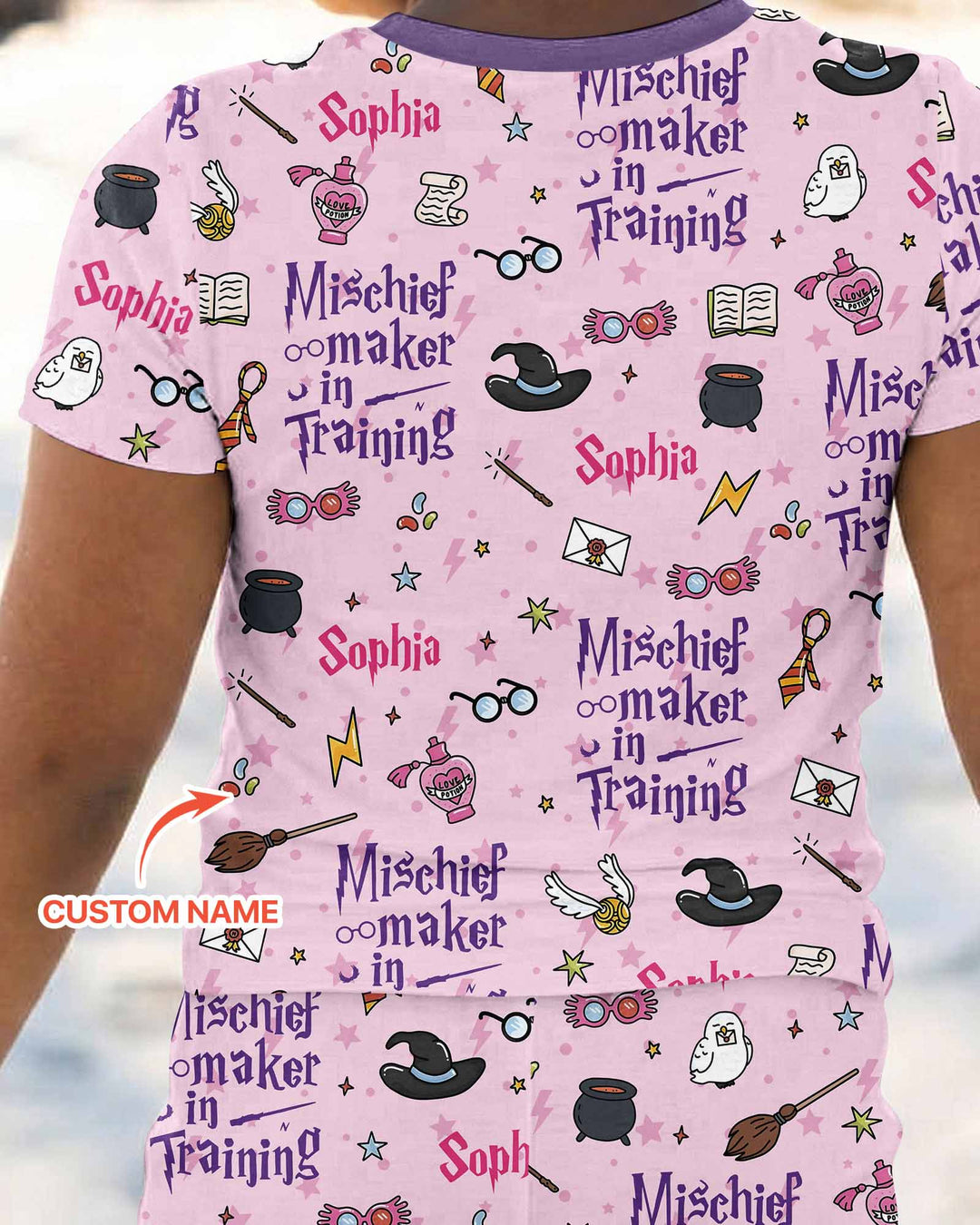 Custom Name Mischief Maker In Training Bamboo Two Piece Short Sleeve Pajama Set
