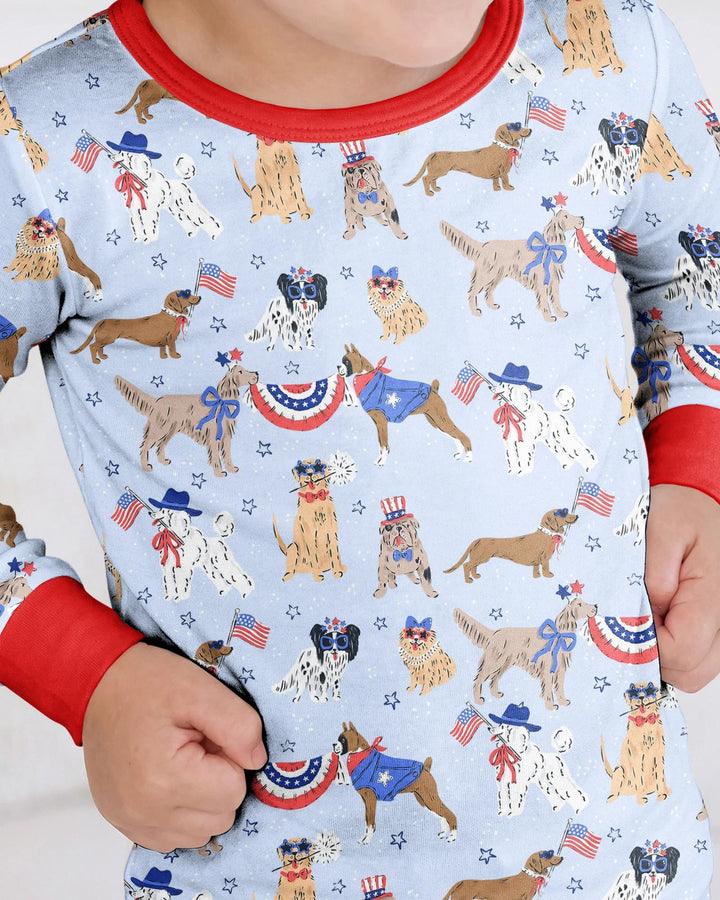 Patriotic Pups Family Matching Bamboo Two Piece Long Sleeve Pajama Set