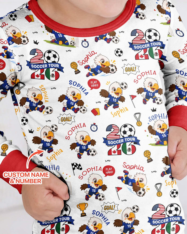 USA We Are Champions Soccer Tour 2026 Bamboo Two Piece Long Sleeve Pajama Set