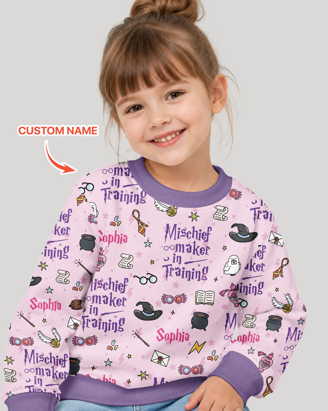 Custom Name Mischief Maker In Training Bamboo Crewneck Sweatshirt