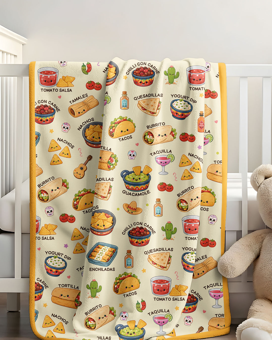 Kawaii Mexican Food Bamboo Blanket