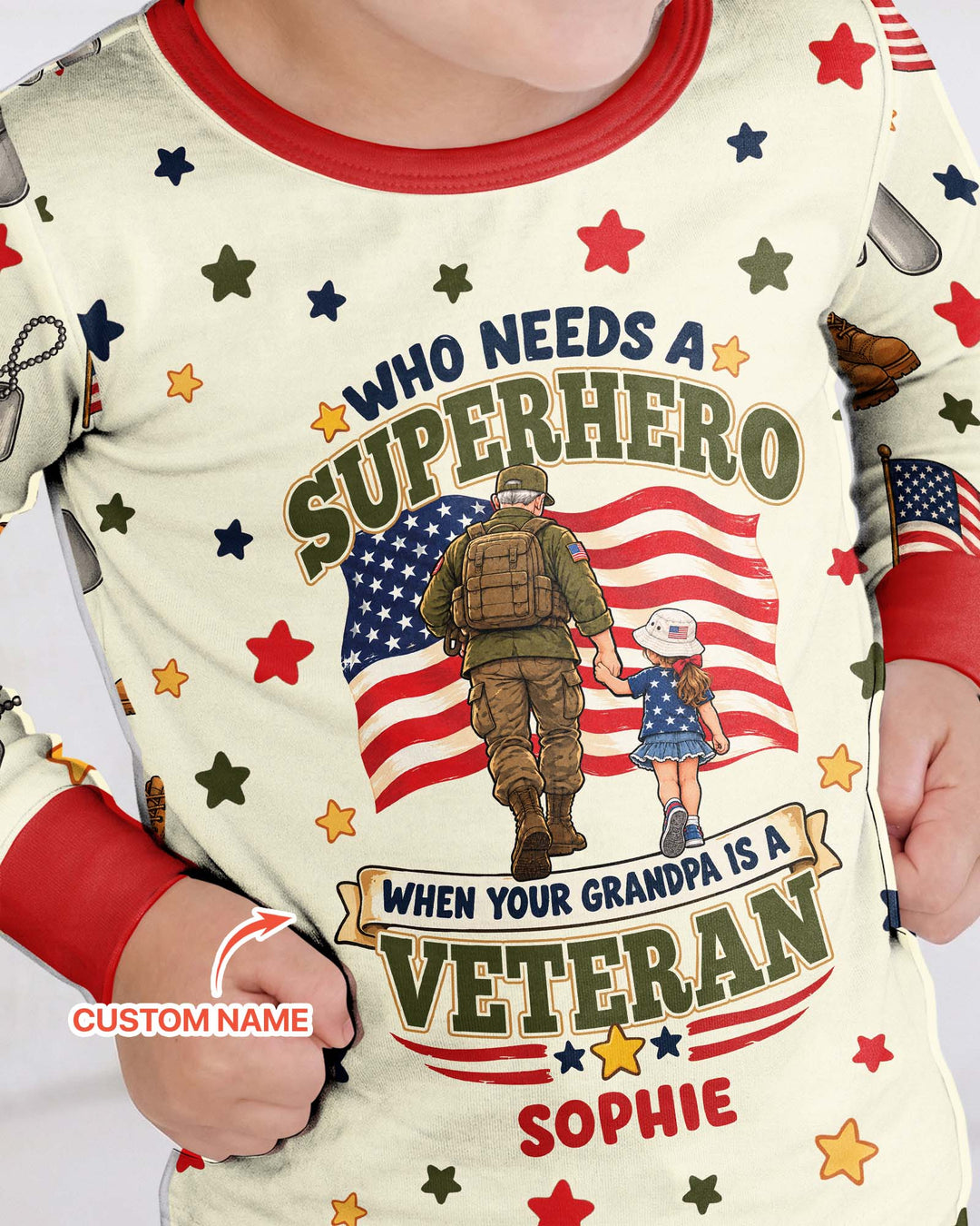 Who Needs Superhero When Your Grandpa Is A Veteran Bamboo Two Piece Long Sleeve Pajama Set