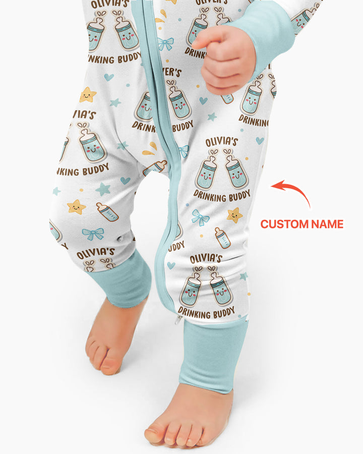 Custom Name Twin Drinking Buddies Bamboo Convertible Zippy