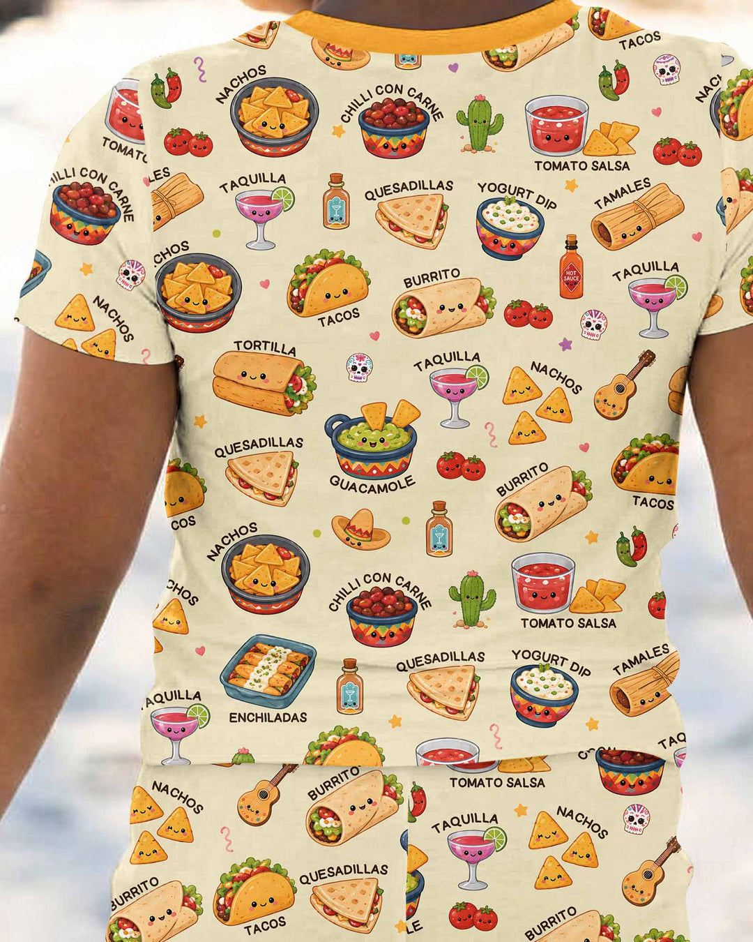 Kawaii Mexican Food Bamboo Two Piece Short Sleeve Pajama Set