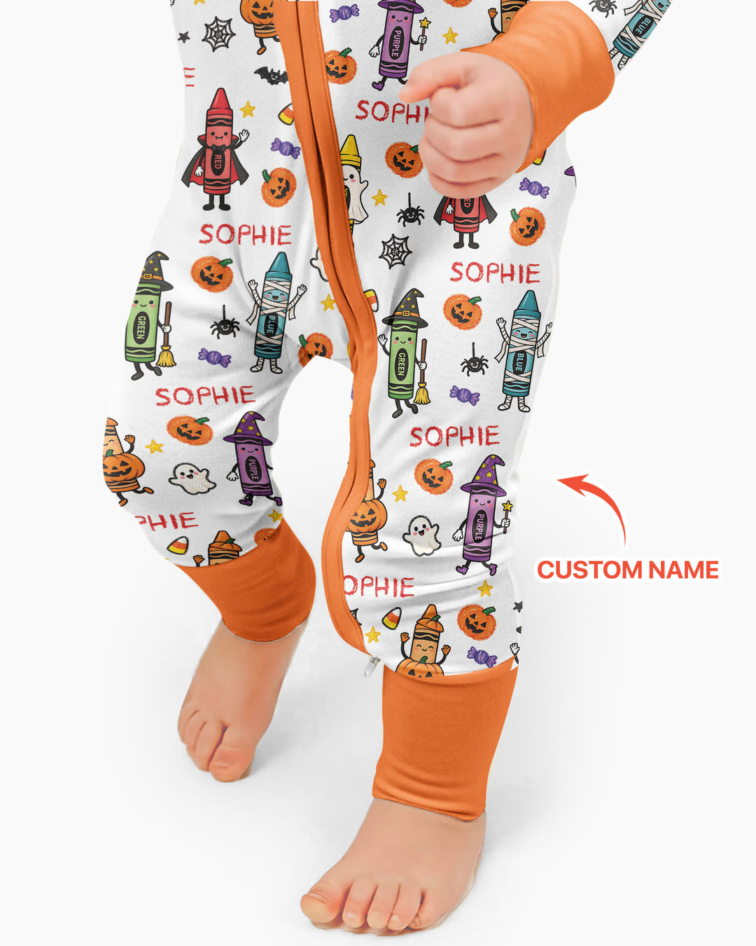 Custom Name Halloween Crayon Bamboo Convertible Zippy