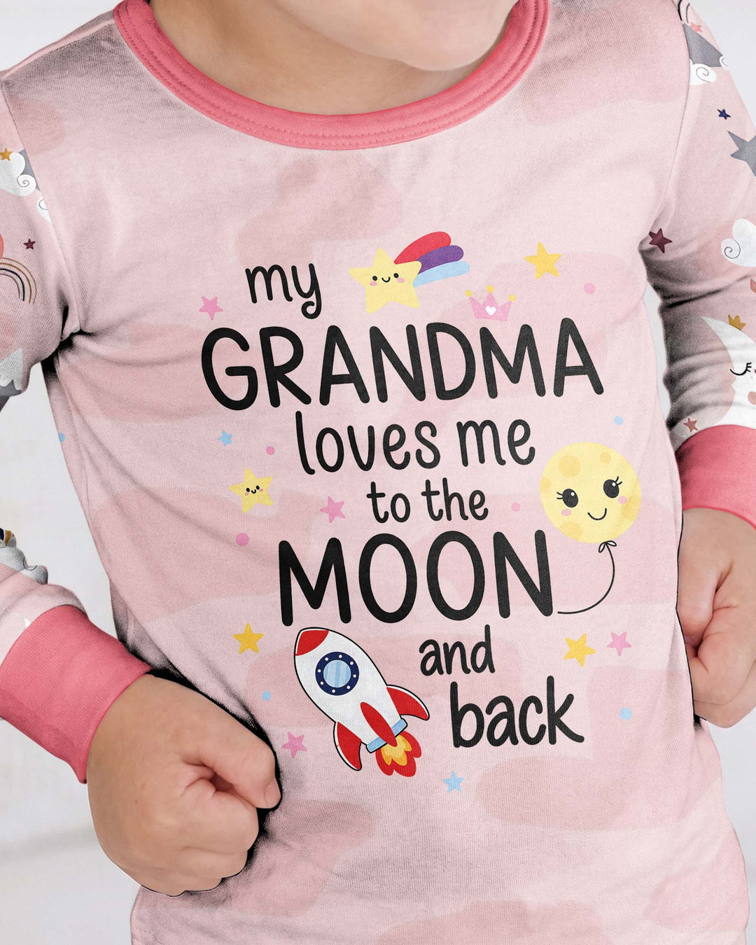 My Grandma Loves Me To The Moon And Back Bamboo Two Piece Long Sleeve Pajama Set