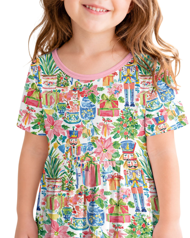 Watercolor Nutcracker Holiday Bamboo Twirl Dress