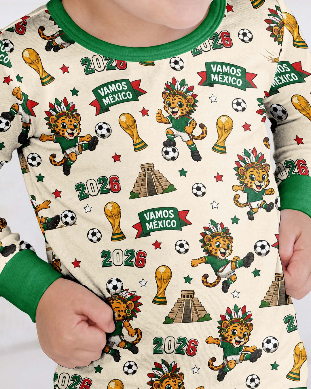 Jaguar 2026 Vamos Mexico Family Matching Bamboo Two Piece Long Sleeve Pajama Set