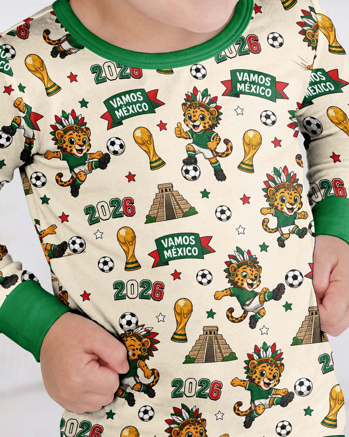 Jaguar 2026 Vamos Mexico Family Matching Bamboo Two Piece Long Sleeve Pajama Set