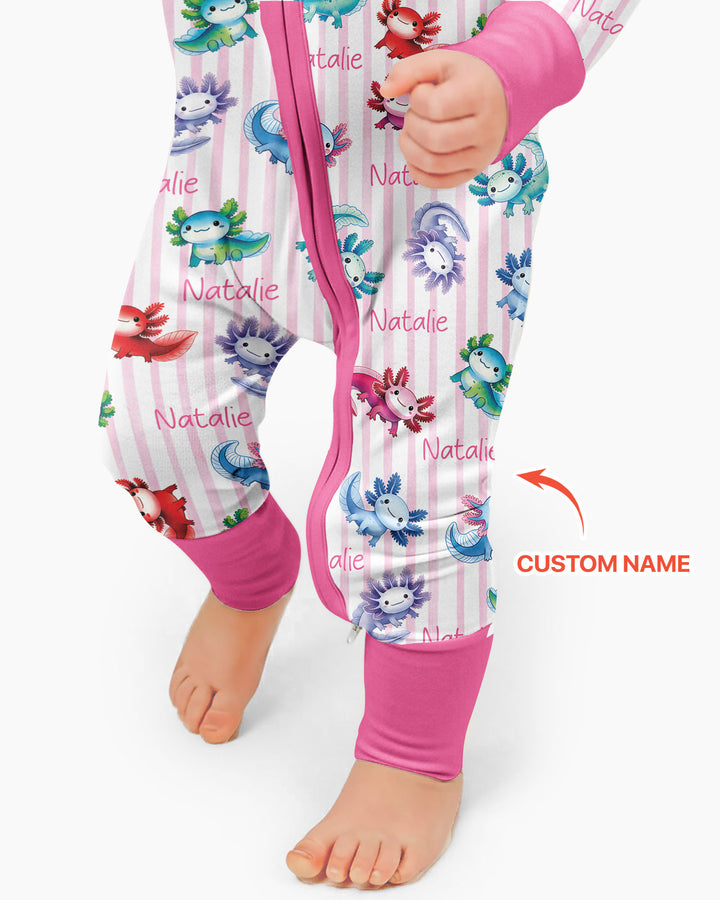Cute Axololt Custom Name Bamboo Convertible Zippy