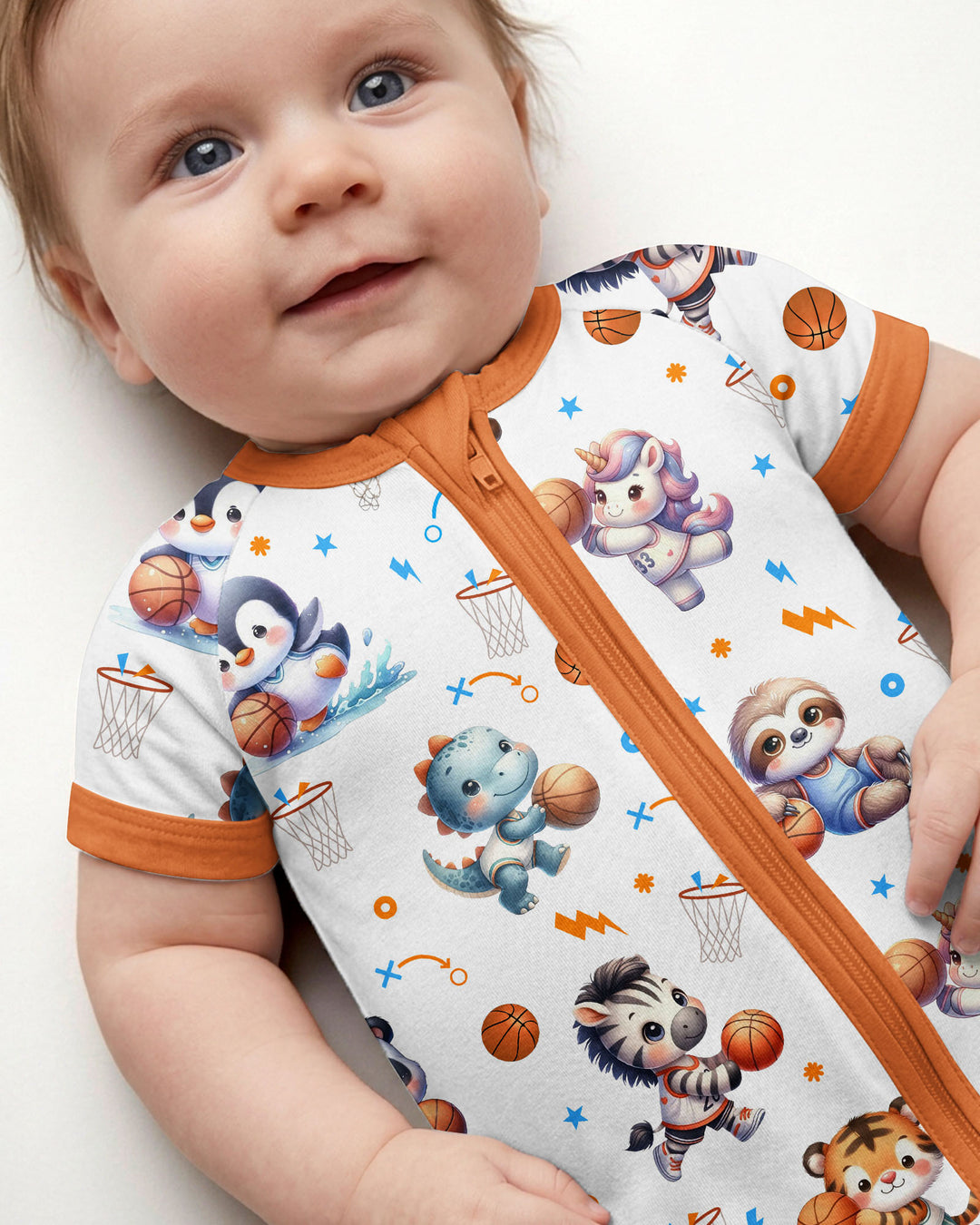 Cartoon Basketball Animals Bamboo Shorty Zippy