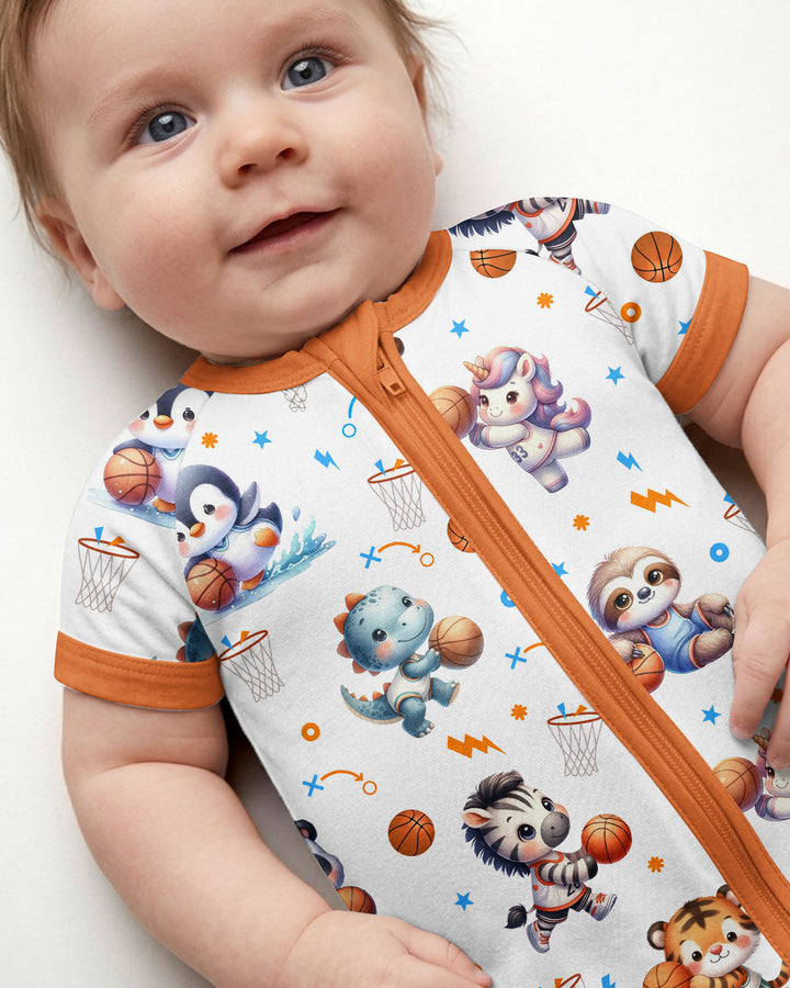 Cartoon Basketball Animals Bamboo Shorty Zippy