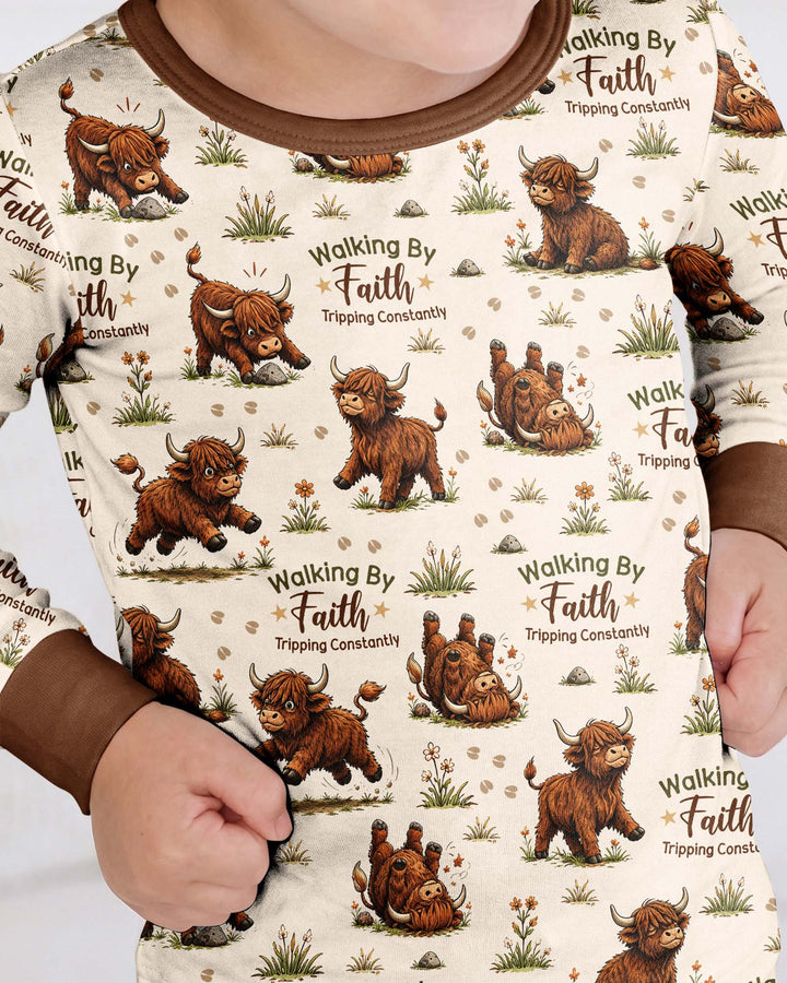 Walking By Faith Tripping Constantly Bamboo Two Piece Long Sleeve Pajama Set