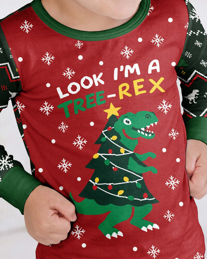 Look I'm Tree-Rex Ugly Christmas Bamboo Two Piece Long Sleeve Pajama Set