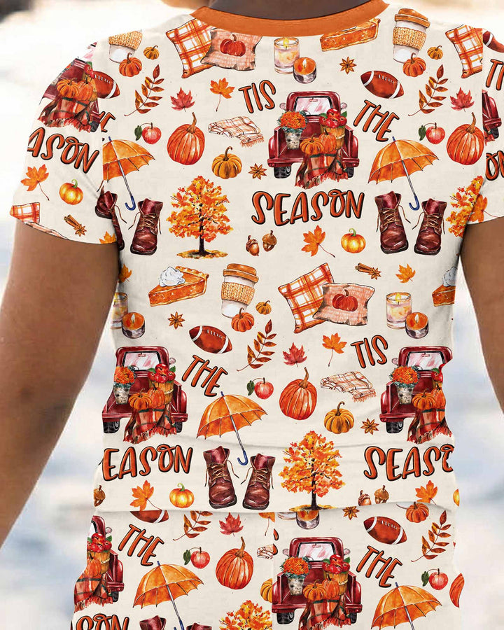 Fall Tis the Season Bamboo Two Piece Short Sleeve Pajama Set