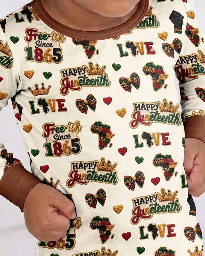 Juneteenth Free-ish Since 1865 Bamboo Two Piece Long Sleeve Pajama Set