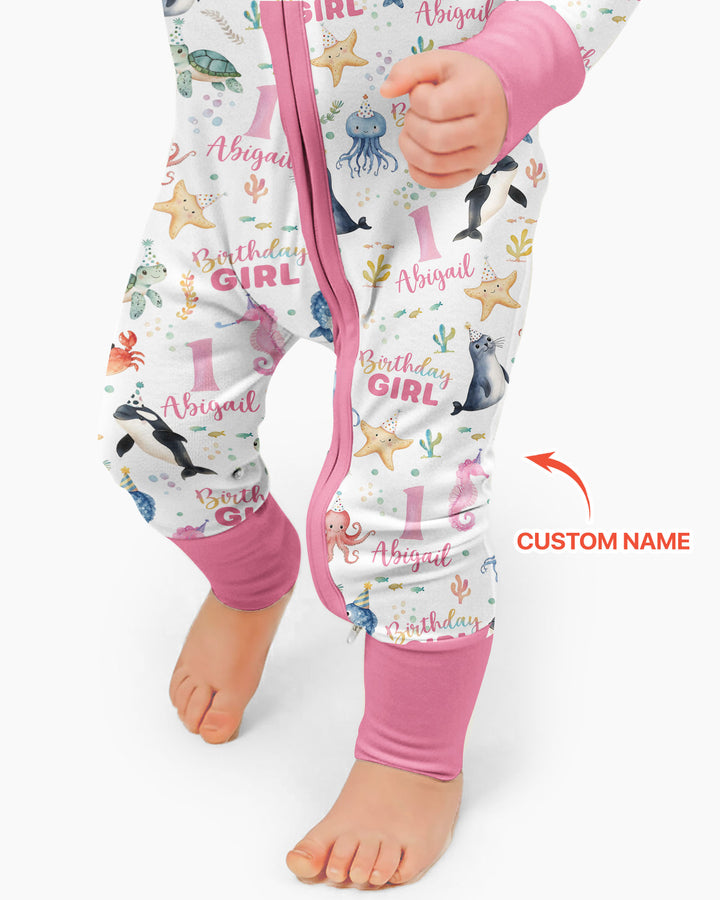 Birthday Under The Sea Custom Name & Age Bamboo Convertible Zippy