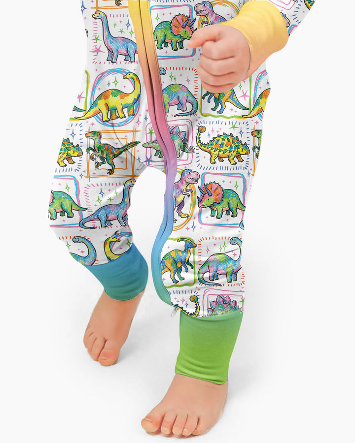Dinosaur Colorful Stamps Bamboo Convertible Zippy