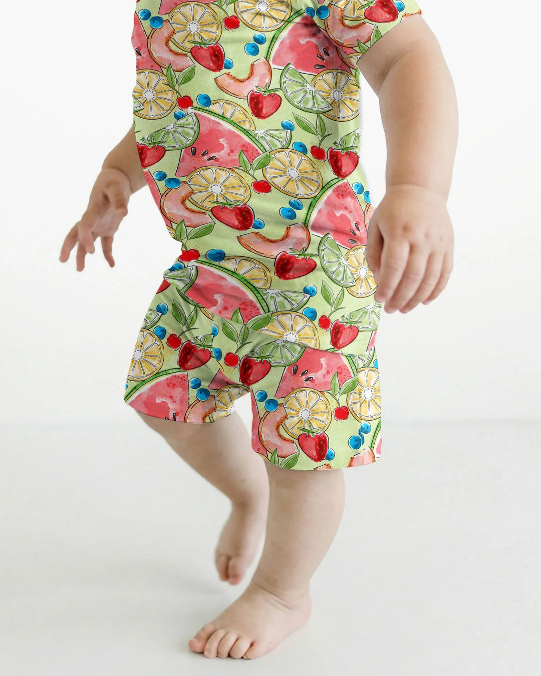 Sweet Summer Fruits Family Matching Bamboo Two Piece Short Sleeve Shorts Pajama Set