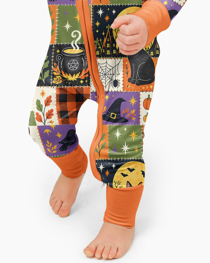 Halloween Black Cat Patchwork Bamboo Convertible Zippy