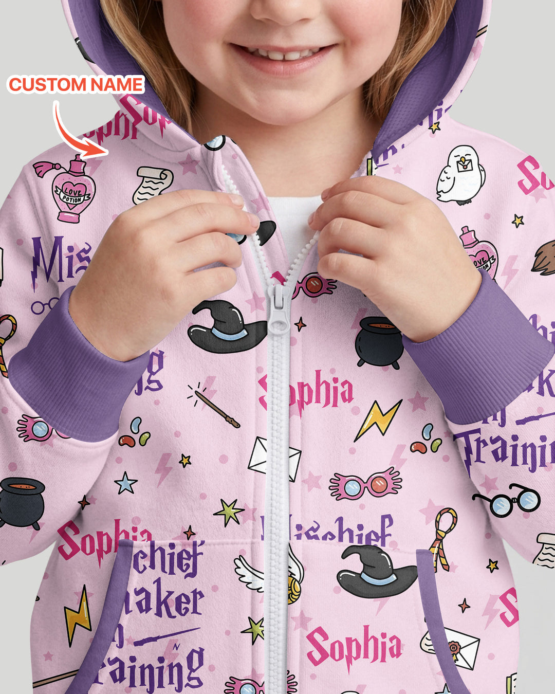 Custom Name Mischief Maker In Training Bamboo Zip Hoodie