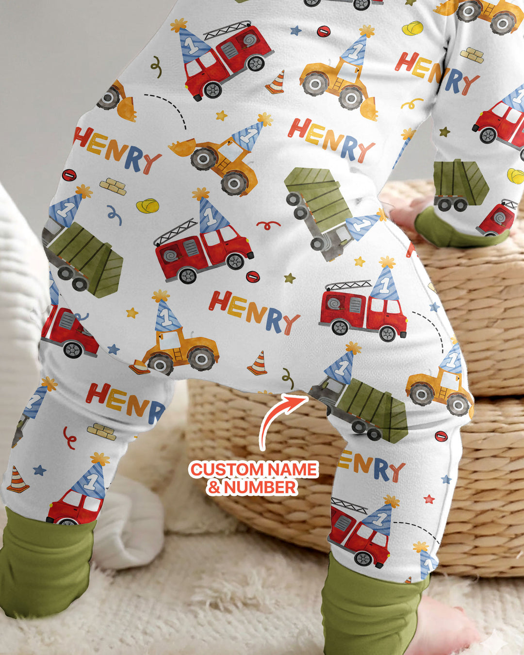 Personalized Birthday Trucks Bamboo Convertible Zippy