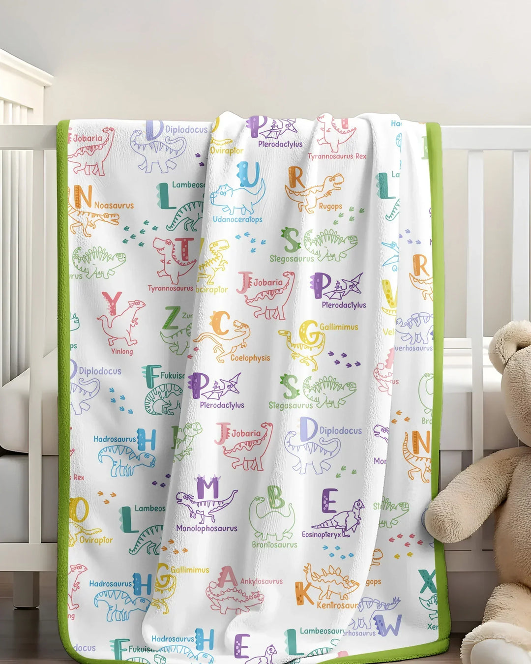 Dino Alphabet ABC Bamboo Blanket