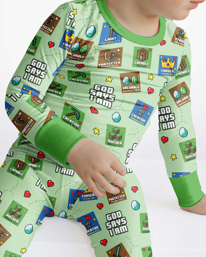 God Says I Am Gamer Bamboo Two Piece Long Sleeve Pajama Set