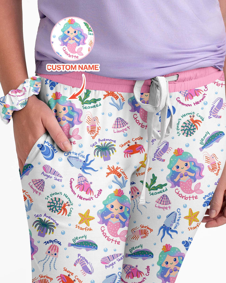 Personalized Cute Mermaid Bamboo Women Pajama Set
