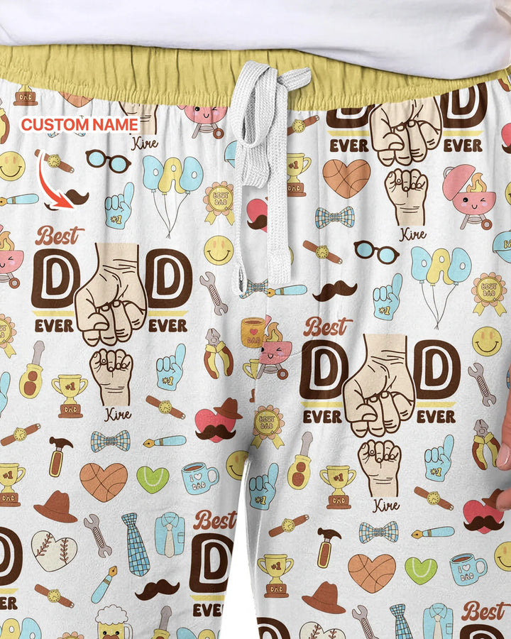 Custom Kids Name Best Dad Ever Bamboo Men's Pajama Set