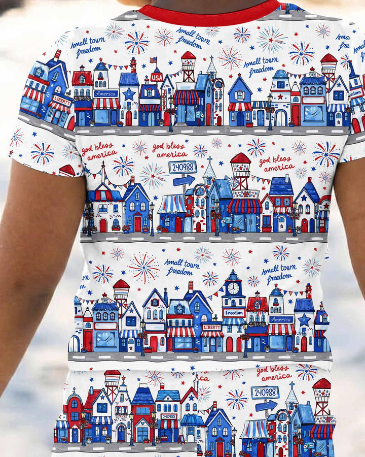 Small Town Freedom USA Bamboo Two Piece Short Sleeve Pajama Set