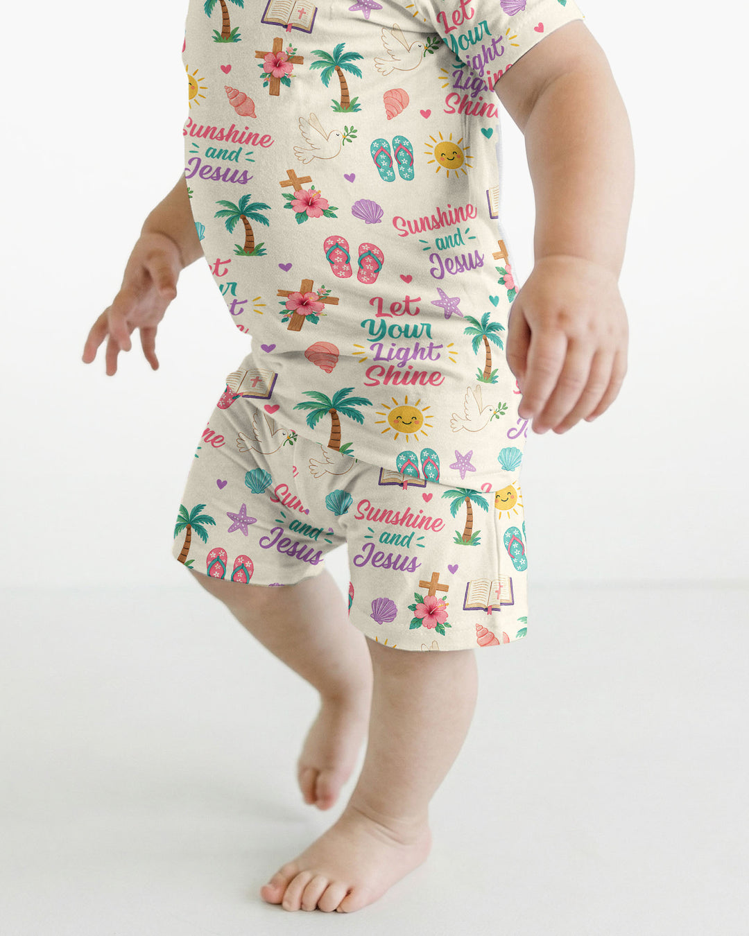 Sunshine and Jesus Summer VBS Bamboo Two Piece Short Sleeve Shorts Pajama Set