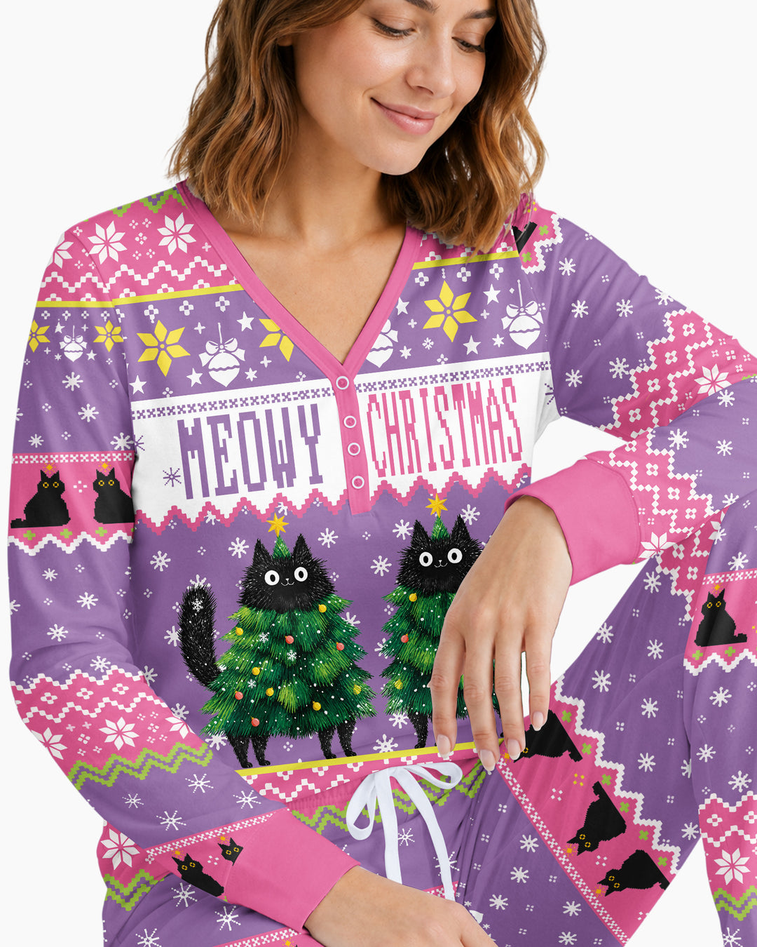 Meowy Christmas Bamboo Women Pajama Set