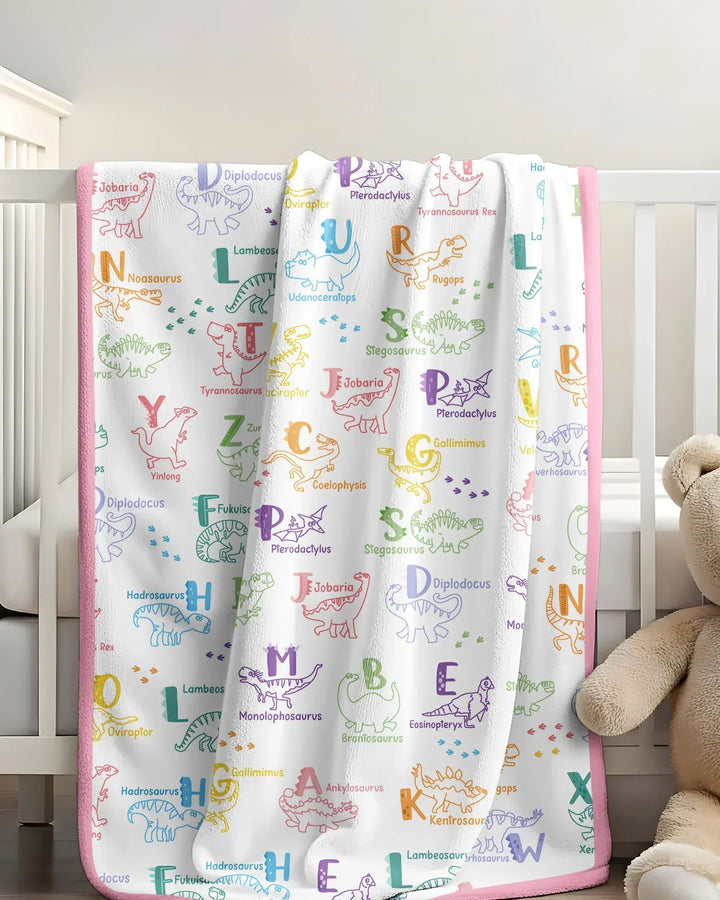 Dino Alphabet ABC Bamboo Blanket